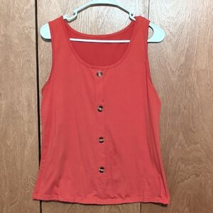 Amazon Women's Red Button-Front Sleeveless Tank Top